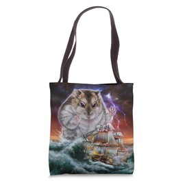 Monster Hamster as Kraken Attack a War Ship at High Seas Tote Bag