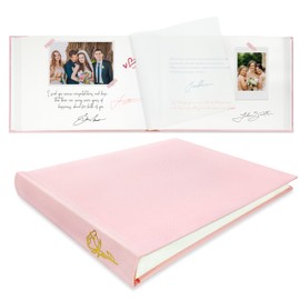 Wedding Guest Book 50 Blank Pages Polaroid Guest Book to Sign at Weddings Reception,Linen Cover Guest Book Reception Party for Baby Shower Birthdays Funeral Special Events,Pink