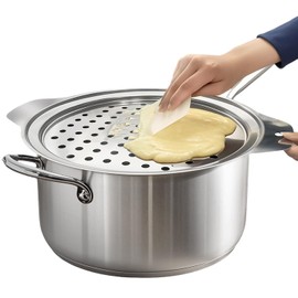 Mlesi Premium Grade Stainless Steel Spaetzle Maker with plastic Scraper, Spaetzle Press For Traditional German Dumplings & Egg Noodles, Round Spaghetti Strainer, Easy to clean, Dishwasher-Safe