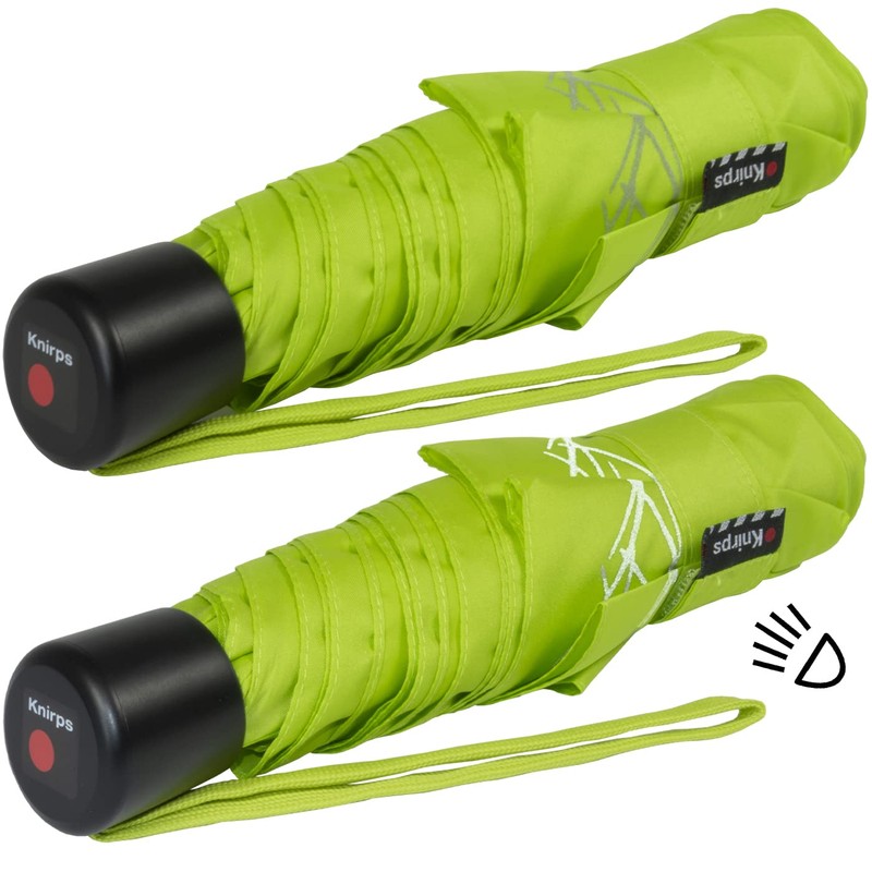 Knirps children's compact umbrella with reflective trim., lime