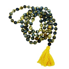 Braja Jewelry & Accessories 108 Crystal Bead Mala Knotted Prayer Beads 8mm (Cats Eye)