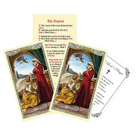 Trendzeen Angelus Prayer Card - Laminated Angelus Card, The Lord's Prayer Card - The Annunciation of Mary, Angelus Holy Card for Mass, Reflection, Daily Devotion - Total of 4 Items
