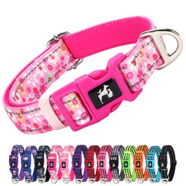 Reflective Dog Collar for Medium, Large & Extra Large Dogs - Soft Neoprene Padded, Pink Girls Nylon Adjustable Durable pet Collar for Walking, Running, Night Safety (XL)