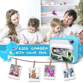 Instant Print Camera for Kids,Upgrade 2.4''1080P HD,Video Camera, No Ink Thermal Digital Camera with 32GB SD Card, 3 Rolls of Printing Paper,5 Colored Pens for Boys Girls 4 5 6 7 8 9-12 Years Old.