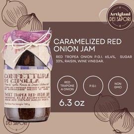 Calabrian Sweet Tropea Onion Jam Igp, 6.3 oz, Caramelized Red Onion Jam spread, Artigiani dei Sapori, Product of Italy