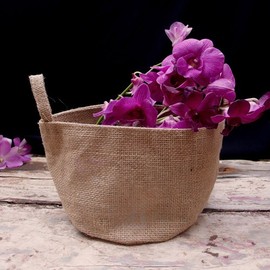 Burlap Flower Baskets 4.5" x 4.5" (6-Pack)