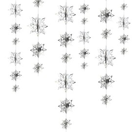 Snowflake Party Streamer Decoration Hanging Winter Snowflake Party Streamer Banner for Kids First Birthday Birthday Wedding Baby Bridal Shower Wedding Decor (Sliver)