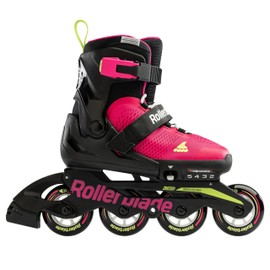 ROLLERBLADE Microblade Kids Adjustable Fitness Inline Skate, Pink/Light Green, Size 5-8