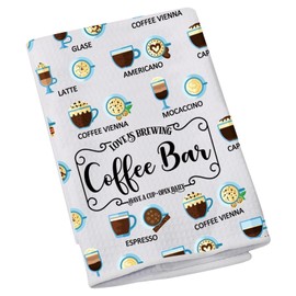Coffee Bar Barista Gift Love Is Brewing Kitchen Towel Coffee Themed Housewarming Dish Towel For Her Him (LOVE IS BARWING)