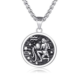 REDSUN Constellation Chain, Zodiac Necklace 925 Sterling Silver Constellation Pendant 12 Constellation Oxidised Necklace Jewellery for Women and Girls, Sterling Silver