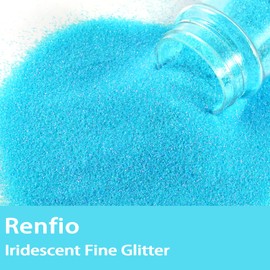 Renfio Iridescent Ultra Fine Glitter Powder Resin Supplies Glitters 1.94 Oz (55g) PET Flake Crafts Sequins 1/128" 0.008" 0.2mm Epoxy Chips Flakes for Tumblers Slime Painting - Dream Blue