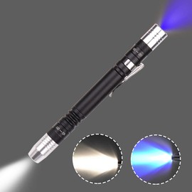 Pen Light Detector Torch Ultra Violet Torch White Purple for Test Mini Pen UV Flashlight 395nm 2 in 1 UV Flashlight LED Penlight Blacklight 2 Light Source
