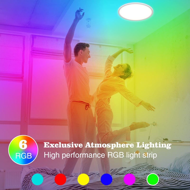 Peasur 25CM LED Ceiling Light 3000-6000K, 24W 3200LM Bathroom Light