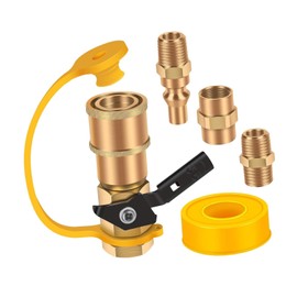 Sharplace 1/4" RV Propane Quick Connect Fittings Replacement Easy to Use Shut Off Valve Brass Pipe Fitting 1/4" Male Pipe for Grill RV