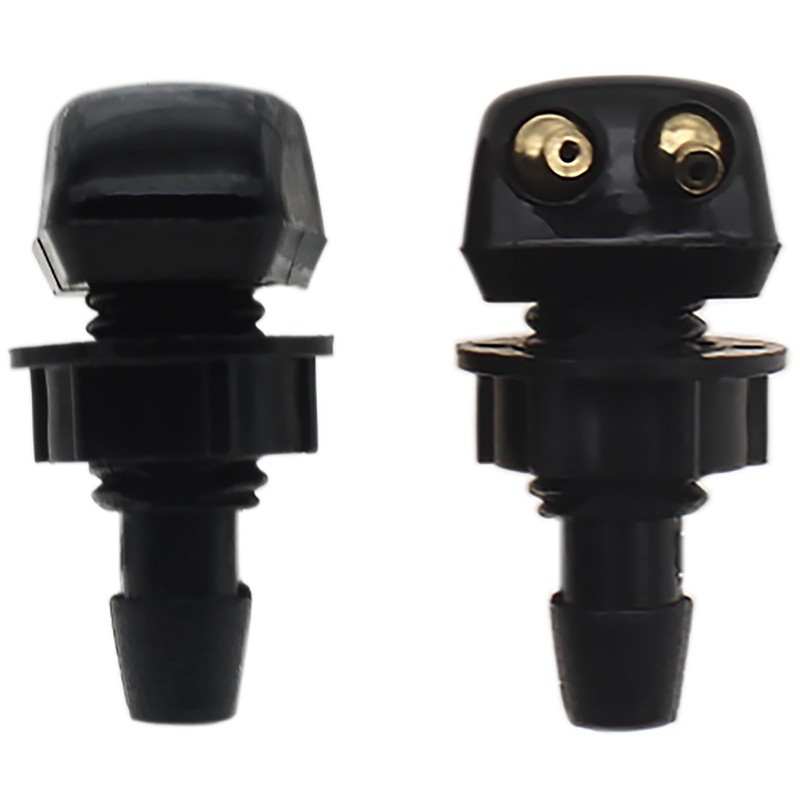 LBTODH 2PCS Car Wiper Washer Nozzle Black Double-hole Front Windshield