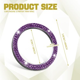 Bling Car Crystal Rhinestone Ring Emblem Sticker, Push to Start Button Cover/Sticker, Key Ignition Starter & Knob Ring, Car Interior Decoration Bling Car Accessories for Women