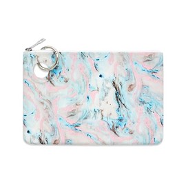 Oventure Large Silicone Pouch - Pastel Marble | Waterproof & Stylish Zipper Pouch for Makeup, Baby Essentials & Travel