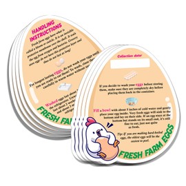 Egg Stamps for Fresh Eggs, Organic Eggs Handling Instructions, Fresh Farm Eggs Handling Instructions, Double-Sided Printing Fresh Egg Care Card Labels (Pale Khaki-03)