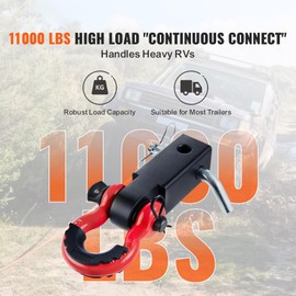 Happybuy 2" Hitch Receiver Shackle - 44100 lbs Max Load, D Ring with Lock Pin for Vehicle Salvage