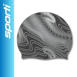 Sporti Sonar Waves Silicone Swim Cap - Grey - Adult