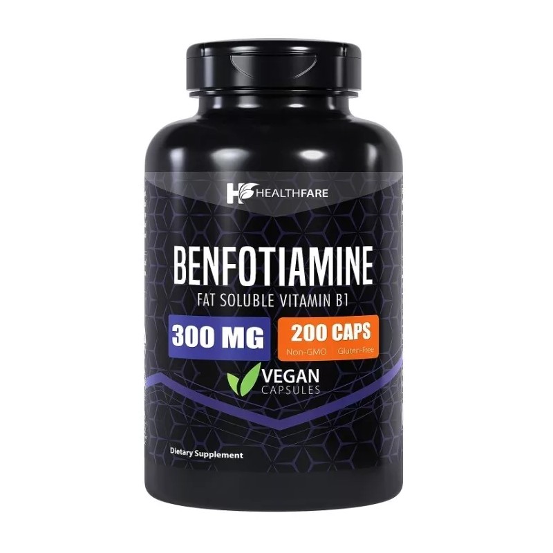Healthfare Benfotiamine 300 mg, 200 capsules, Fat Soluble Vitamin B1
