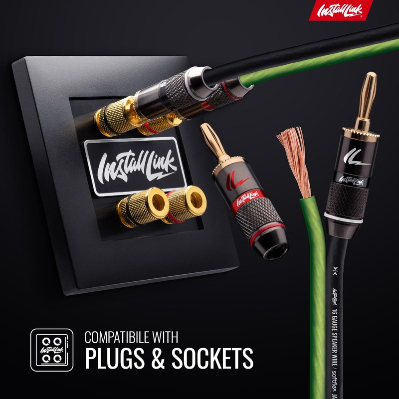 Install Link 16 AWG Gauge Speaker Wire Cable (30 Feet)