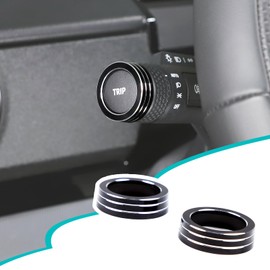 Hudiriy Car Headlight Wiper Adjustment Lever Knob Cover Interior Trim Decoration Compatible with Ineos Grenadier 2020-2024 Car Headlight Switch Decorative knob Ring Protective Accessories (Black)