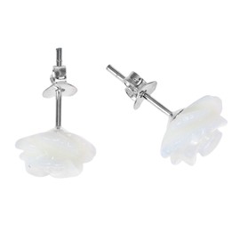 AeraVida "Rose of Innocence" White Mother of Pearl .925 Sterling Silver Stud Earrings