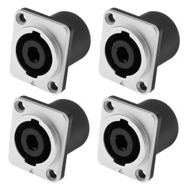 YINETTECH 4pcs Speakon Panel Mount Socket Connector 4 Pole Female Square Metal Jack Adapte Compatible with Neutrik Speakon NL4MP NL4MPR NL4FC
