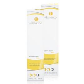 AESTHETICO Active Foam Cleansing Foam for Acne and Blemished Skin, Deep Pore Facial Cleansing with Glycol and Salicyl Substances, 2 x 200 ml