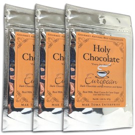 Holy Chocolate Gourmet Instant Hot Chocolate – European Spiced Dark Single Serving – Case of 6