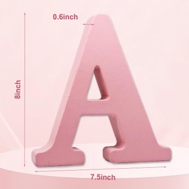 AOCEAN 8 Inch Pink Wood Letters Unfinished Wood Letters for Wall Decor Decorative Standing Letters Slices Sign Board Decoration for Craft Home Party Projects (A)