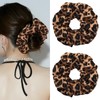 PUSCOBSY Leopard Print Hair Scrunchies for Women, Fabric Hair Bobbles
