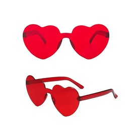 KOMUNJ 2 Red Sunglasses in Heart Shape Funny Party Glasses for Party Carnival Fancy Dress Costume Party