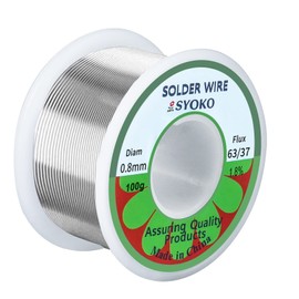SYOKO 63/37 Soldering Wire 0.8mm 100g Tin Lead Rosin Core Solder Wire for Electrical Soldering, Electrical Solder, 1.8% Solder Flux (63/37 0.8mm 100g)