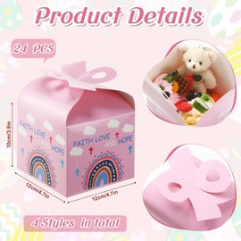 Spakon 24 Pcs Easter Goody Gift Boxes with Bow Colorful 3D Easter Party Favor Boxes Bunny Cardboard Holiday Paper Gift Box for Desserts Cookie Sweet Spring Box