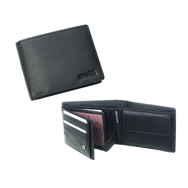 orso Bruno original Men's Wallet Black Leather RFID Men's Wallet