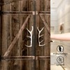 Antler Shower Curtain Wooden Plank Door Rustic Deer Horn Theme