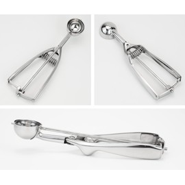Solula 18/8 Stainless Steel Small Ice Cream Scoop Disher Cookie Scoop Melon Baller, 2-YEAR Warranty