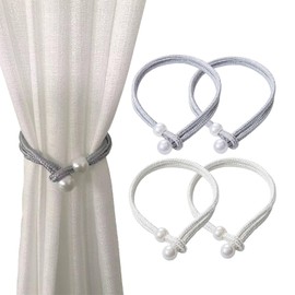 Pack of 4 Curtain Tiebacks, Curtain Tiebacks Buckles, Tiebacks for Curtains, Hand-Woven Tiebacks, Holdbacks Holder, Hook Clip for Home, Bedroom, Office, Decorative Curtain, Curtain Tensioner