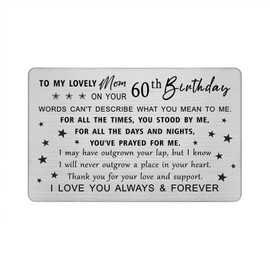 DEGASKEN Mom 60th Birthday Card - 60th Birthday Decorations Women - Engraved Wallet Card, 60th Birthday Gifts for Mom