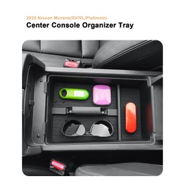 ECOZEN 2026 Murano Center Console Organizer - For 2025-2026 Nissan Murano(SV/SL/Platinum) Accessories Organizer Tray - Armrest Storage Box With Handle For 2025 2026 Murano ABS