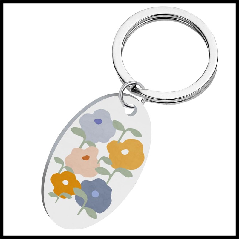 White Fang AZ377 Keychain, Floral Design, Stylish, Gift, Flower Pattern,