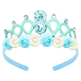 Casoty 3rd Birthday Crown, 3rd Birthday Decorations, 3rd Birthday Tiara for Girls, 3rd Birthday Party Decorations, Hair Accessories for Birthday Party