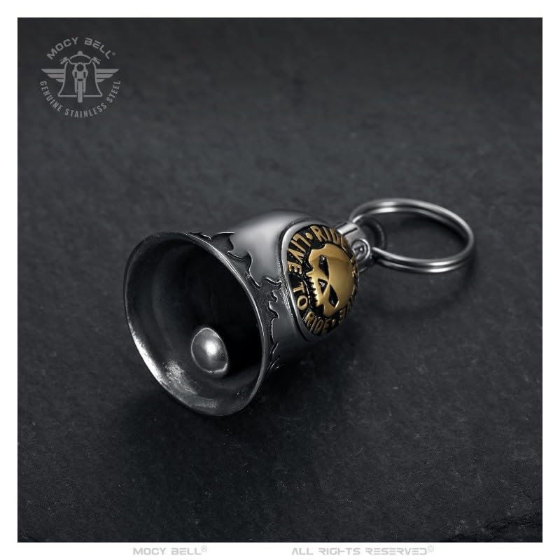 MOCY BELL - Clochette Moto Skull Ride to Live Porte-Bonheur
