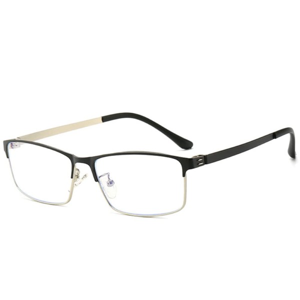[FREESE] Blue Light Cut Glasses, Date Glasses, UV Protection, PC Glasses, Square, Metal Frame, Men's, black silver