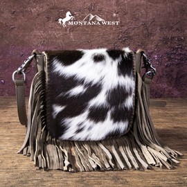 Cowhide Purse Fringe Western Purses for Women Small Crossbody Bags Wallet Vegan Leather Shoulder Cross Body Bag Messenger Bag for Women Crossbody Purse RLC-L161CF