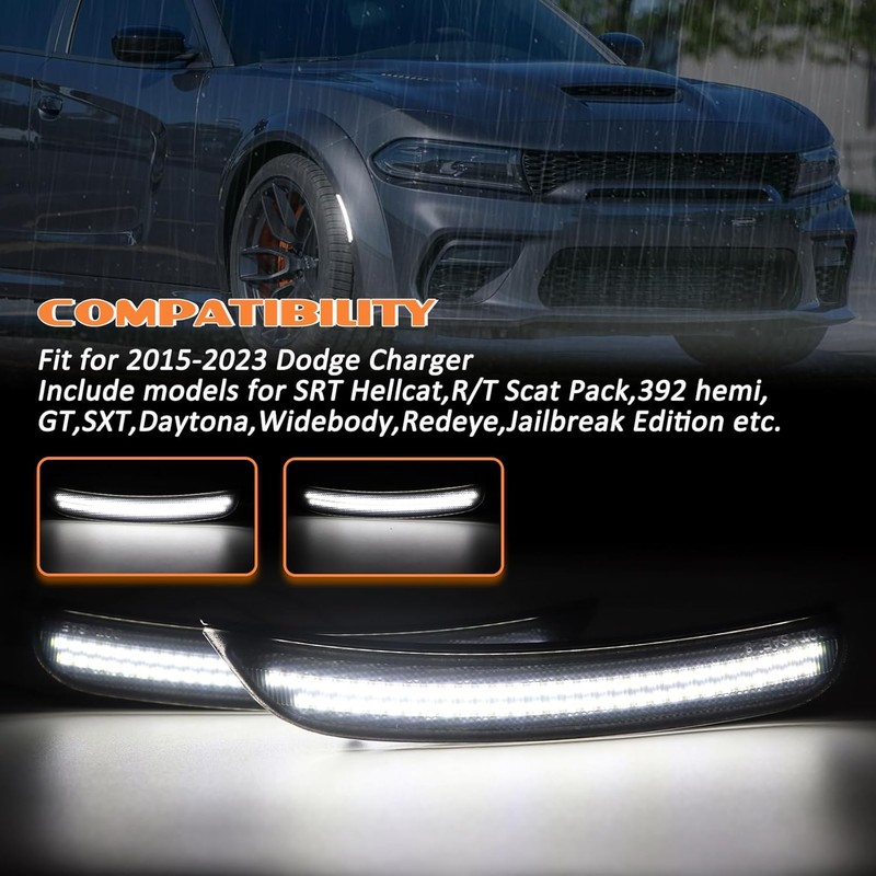 Dynamic White LED Side Marker Light Compatible with Dodge Charger