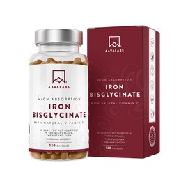 Gentle Iron Supplements for Women and Men - 42 mg Iron Tablets high Strength with Natural Vitamin C - Active Iron bisglycinate - Fatigue Supplements with high bioavailability - 120 Capsules