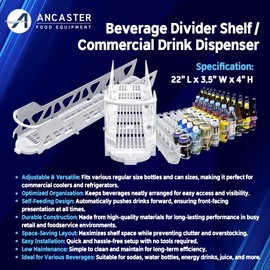 Beverage Dispensers Universal Fit, Cut to Size - Gravity Fed for Wire Shelves in Commercial Refrigerators (Pack of 14 lanes for 2 shelves) Drink Dispenser and Organizer for Cans, Bottles & Beverages